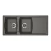 STRADOUR Evier cuisine a encastrer 2 bacs + 1 egouttoir Arena - Resine - 116 x 50 cm - Gris beton