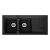 STRADOUR Evier cuisine a encastrer 2 bacs + 1 egouttoir Arena - Resine - 116 x 50 cm - Noir