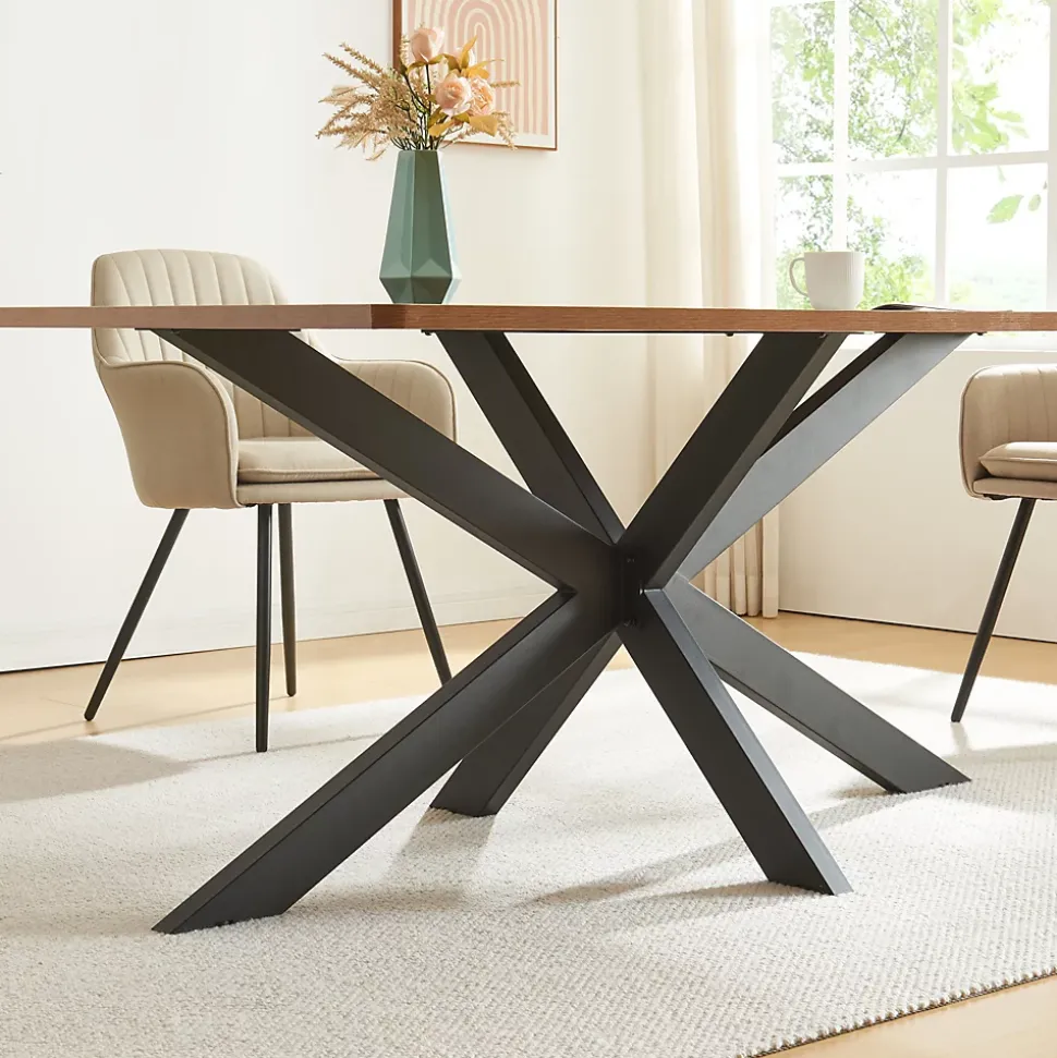 Structure de table Oberau acier 85 x 85 x 71 cm noir en.casa