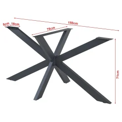 Structure de table Oberau acier 150 x 78 x 71 cm noir en.casa