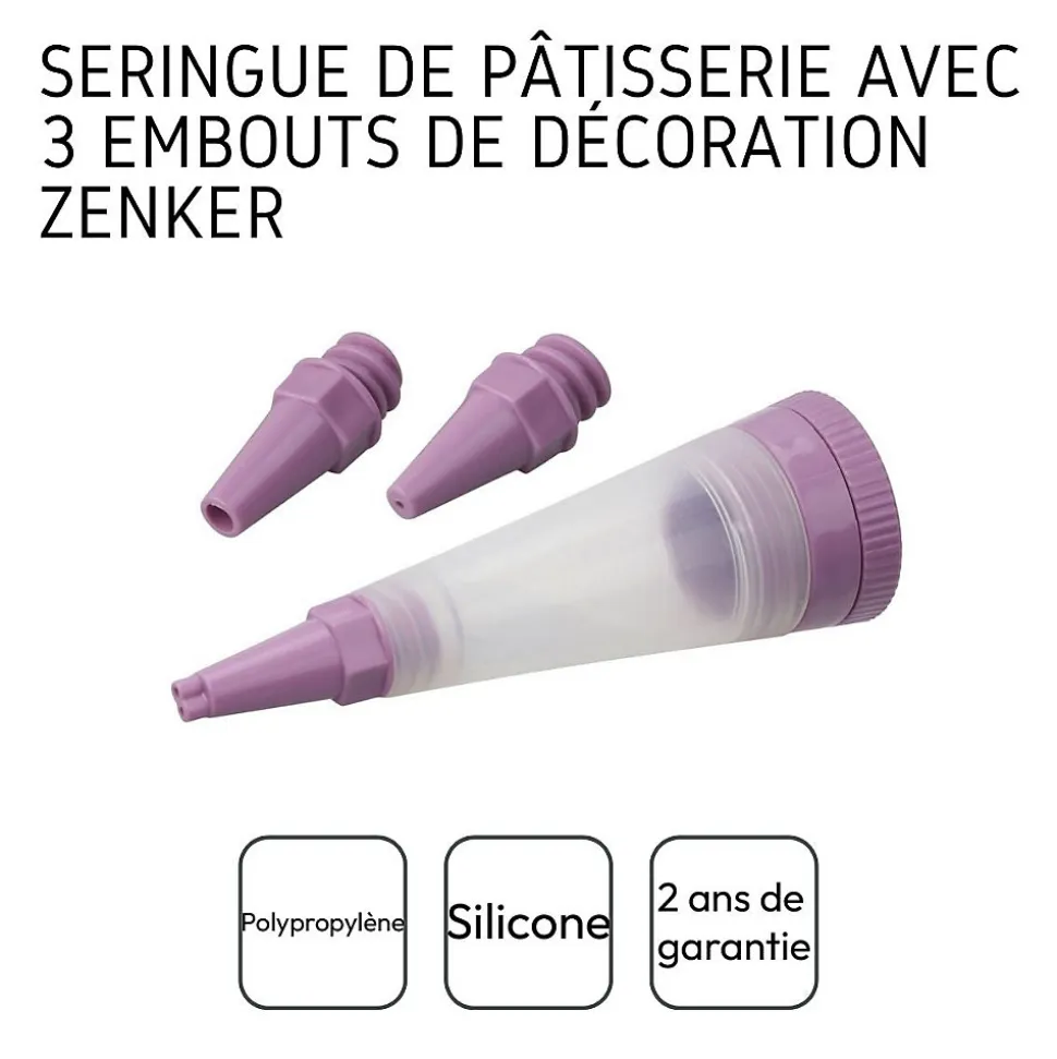 Stylo de pâtisserie et 3 embouts de décoration Zenker Sweet Sensation