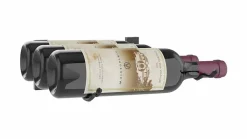 Support à bouteilles Série W pour 3 bouteilles profond, métal fini noir