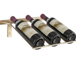 Support à bouteilles Série W Présentoir à 3 bouteilles, métal doré