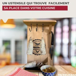 Support en bois pour saucisson sec avec crochets Fackelmann