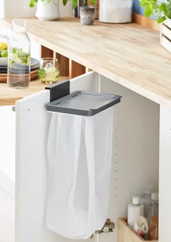 Support porte de placard pour sacs poubelles Kora GoodHome gris anthracite