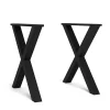 Supports Jeu de 2 Pieds en X en Bois massif laqué noir 72x72cm