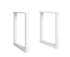 Supports Jeu de 2 Pieds en U en Bois massif laqué blanc 70x71cm
