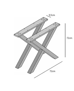 Supports Jeu de 2 Pieds en X en Bois massif laqué blanc 72x72cm