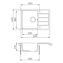 Swiss Aqua Technologies 62x44 cm évier avec égouttoir réversible en Granite, à encastrer, jasmin (SATSINKGE2J)