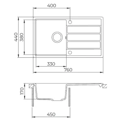 Swiss Aqua Technologies 76x44 cm évier avec égouttoir réversible en Granite, à encastrer, blanc (SATSINKGE3W)