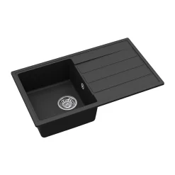 Swiss Aqua Technologies 76x44 cm évier avec égouttoir réversible en Granite, à encastrer, noir (SATSINKGE3B)