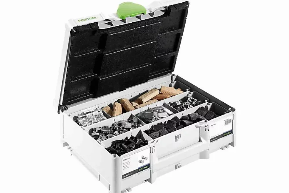 Système d'assemblage DOMINO SV-SYS D14 FESTOOL - coffret pour DF 700, 32 angles et 16 panneaux