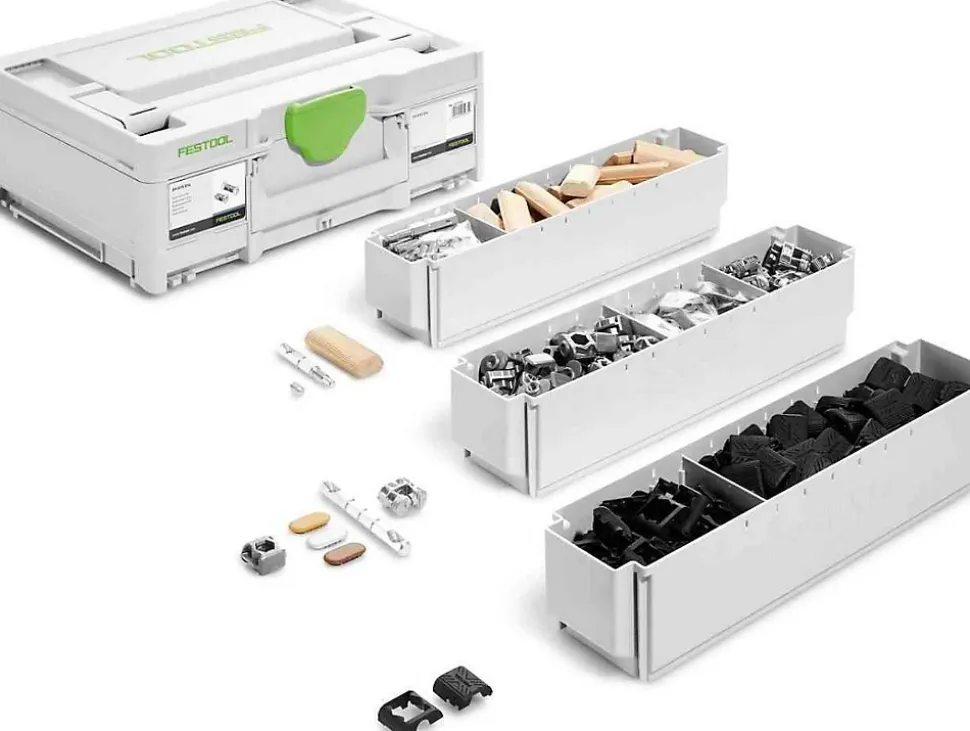 Système d'assemblage DOMINO SV-SYS D14 FESTOOL - coffret pour DF 700, 32 angles et 16 panneaux