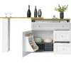 Table Bar Extensible 138-204x39x105cm, Îlot Cuisine, Blanc