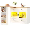 Table Bar Pivotante 135-203x39x92.8cm, LED, Blanc