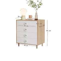Table de chevet, commode et armoire de rangement pour enfants,80x54x90cm,blanc,4 tiroirs