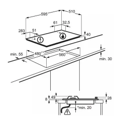 Table de cuisson à gaz 60cm 4 feux Electrolux KGS6424SX série 600
