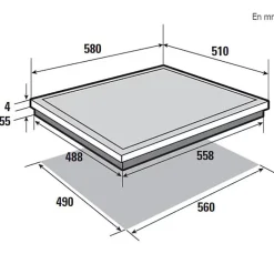 Table de cuisson à induction 60cm 3 feux 7200w Brandt BPI6315B