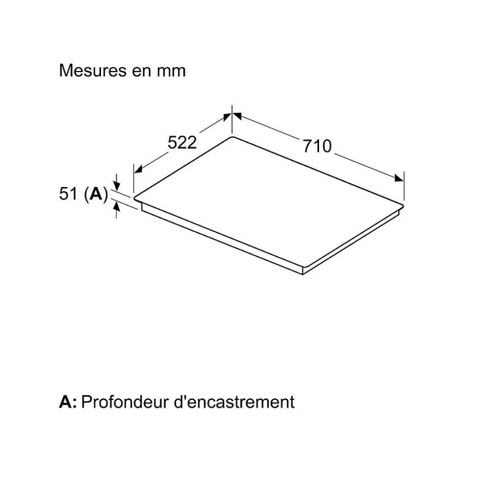 Table de cuisson à induction 71cm 4 feux 7400w noir Siemens ED751HSB1E