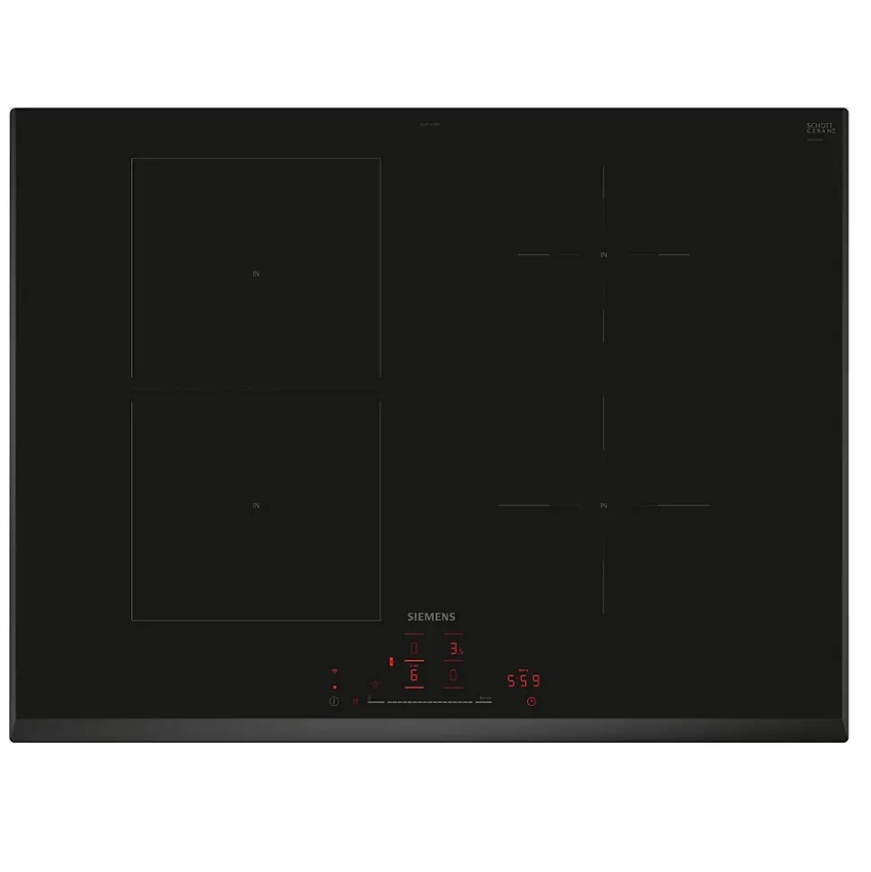 Table de cuisson à induction 71cm 4 feux 7400w noir Siemens ED751HSB1E