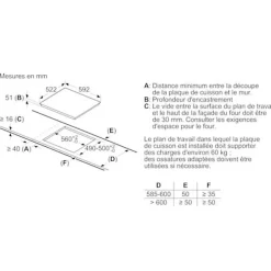 Table de cuisson à induction 60cm 3 feux 4600w Bosch PUC611AA5E série 2