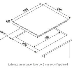 Table de cuisson à induction 60cm 4 feux 7200w noir Fagor FAI3546