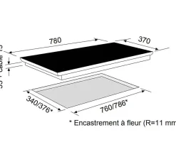 Table de cuisson à induction 78cm 3 feux 6700w noir Airlux ATI83BK