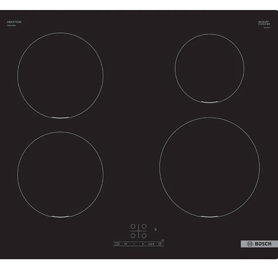 Table de cuisson à induction 60cm 4 feux noir Bosch PUE611BB5E série 4
