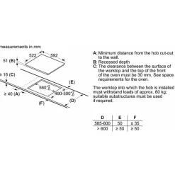 Table de cuisson à induction 60cm 4 feux noir Bosch PUE611BB5E série 4