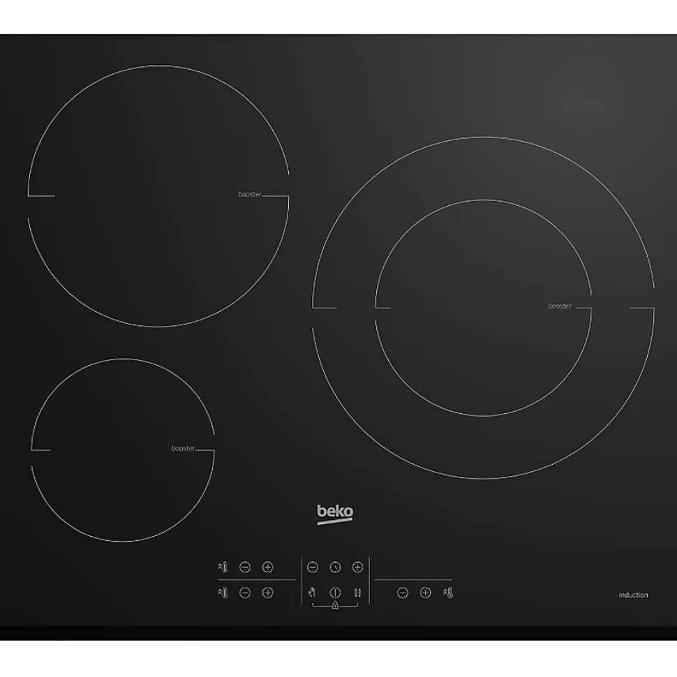 Table de cuisson à induction 60cm 3 feux 7200w noir Beko HII63200MTB