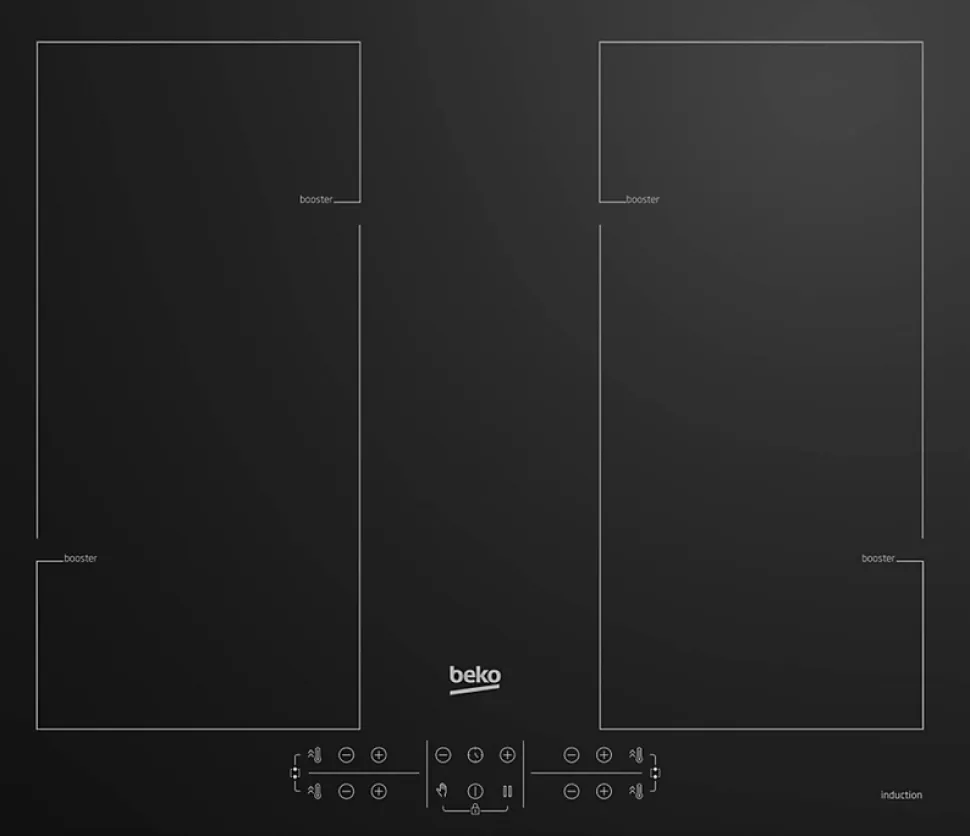 Table de cuisson à induction 60cm 4 feux 7200w noir Beko HII64206F2MT