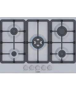 Table de cuisson a gaz - BOSCH Série 4 - 5 foyers - 52 x 75 x 4,5 cm - PGQ7B5K90 - Inox