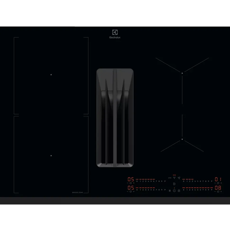 Table de cuisson aspirante induction 68 cm 4 feux 7350 W noir Electrolux KCC73443