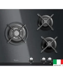 Table de cuisson Gaz - WHIRLPOOL AKT404NB - 3 foyers - 6350W - L59 x P51cm - Noir