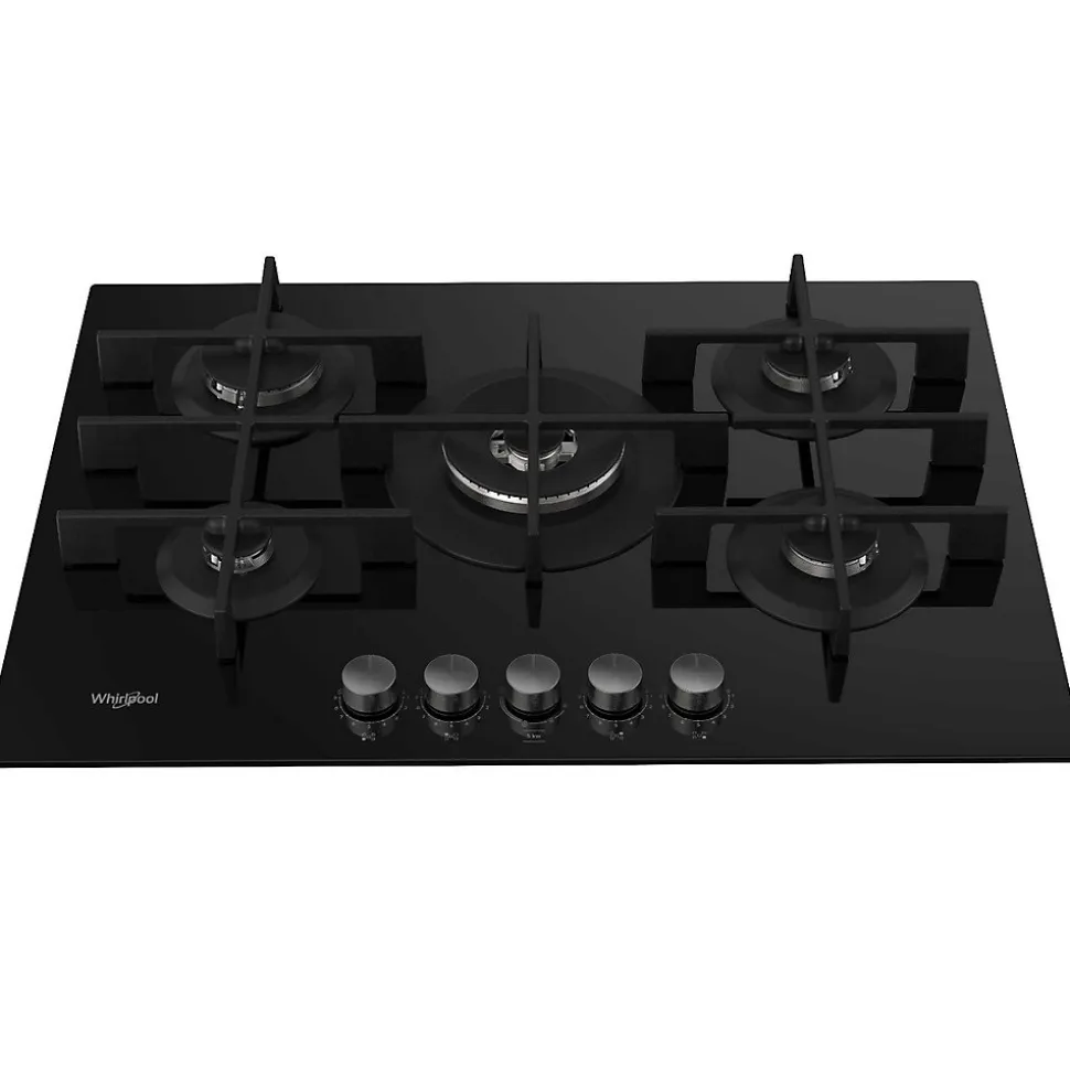 Table de cuisson gaz 73cm 5 feux noir Whirlpool GOWL758NBFR w collection