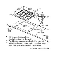 Table de cuisson gaz 60cm 4 feux inox Neff T26CIP8N0 n70