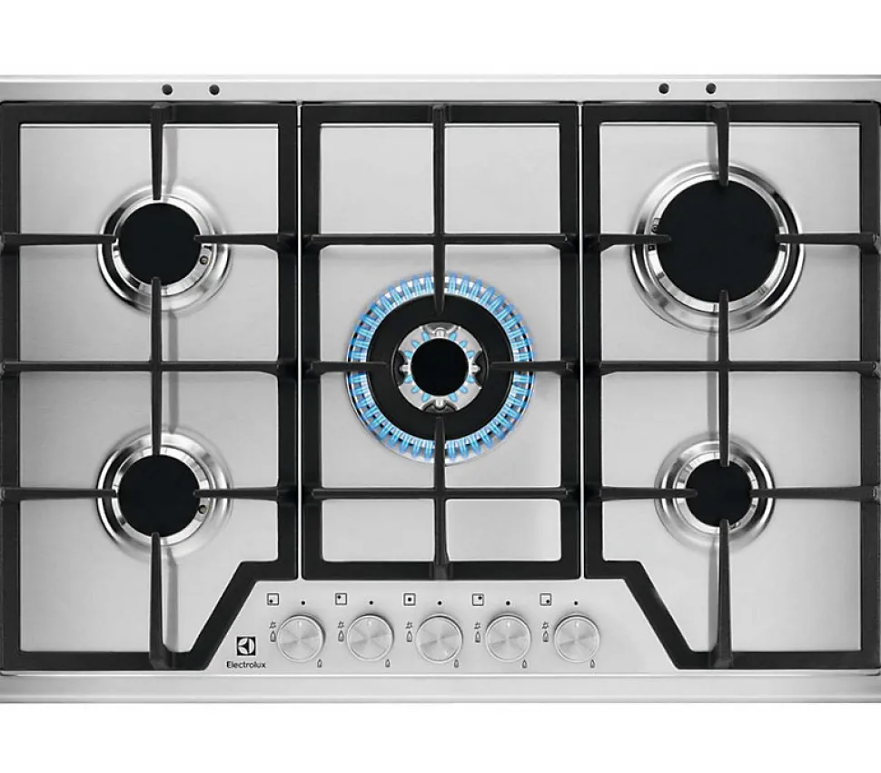 Table de cuisson gaz 75cm 5 feux Electrolux KGS7536SX série 600 pro slim line