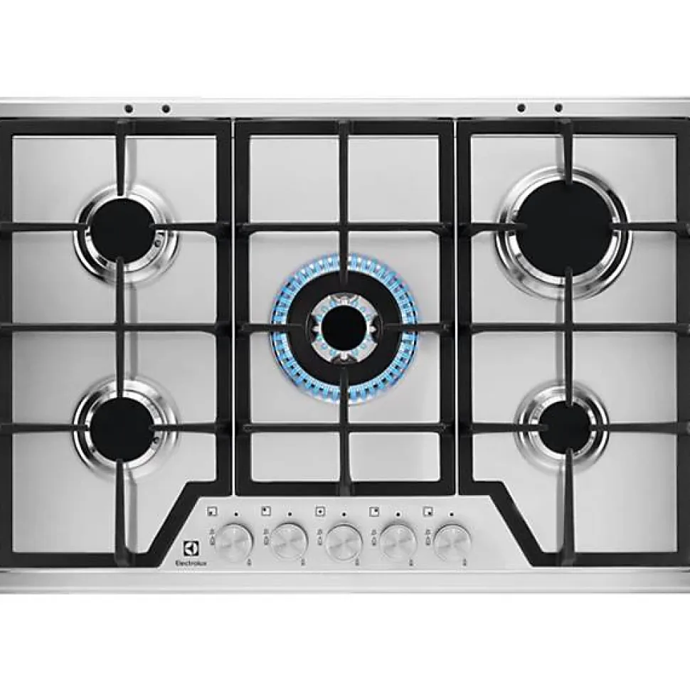 Table de cuisson gaz 75cm 5 feux Electrolux KGS7536SX série 600 pro slim line
