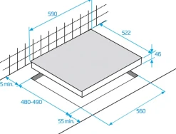 Table de cuisson gaz 60cm 4 feux 7400w verre noir Beko HILG64221S