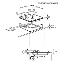 Table de cuisson gaz 59cm 4 feux noir Electrolux KGG64362K série 600
