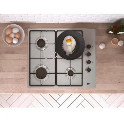 Table de cuisson gaz 60cm 4 feux inox Beko HIGG64123SX