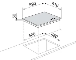 Table de cuisson gaz 60cm 3 feux inox Airlux AT635HIX