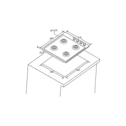 Table de cuisson gaz 60cm 4 feux gris Candy CHW640LXB pop evo