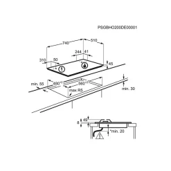 Table de cuisson gaz 75cm 5 feux noir Electrolux EGG75372K
