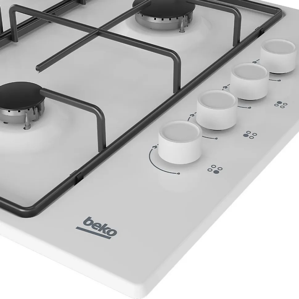 Table de cuisson gaz 60cm 4 feux blanc Beko HIGG64123SW