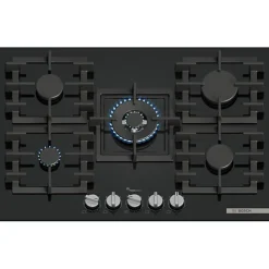 Table de cuisson gaz 75cm 5 feux 11500w noir Bosch PPQ7A6I40