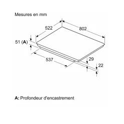 Table de cuisson induction 80cm 4 feux 7400w noir Bosch PXY83KHC1E