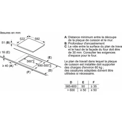 Table de cuisson induction 60cm 3 foyers 7400w noir Siemens EH631BJB6E iq100
