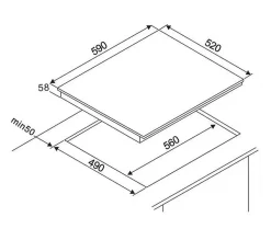 Table de cuisson induction 58cm 3 feux 5500w noir Amica AIM3530