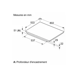 Table de cuisson induction 80cm 4 feux 7400kw noir Bosch PVS831HC1H ser6